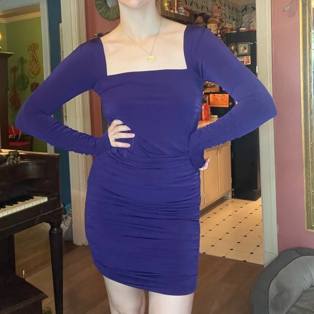 Laundry by Design Shelli Segal stretch royal purple mini dress